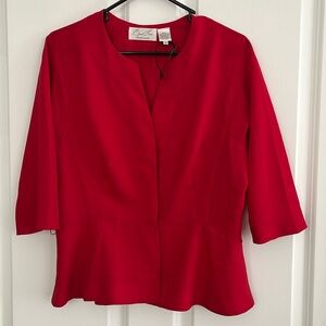 Byron Lars Beauty Mark Red Button Down Blouse Size 8